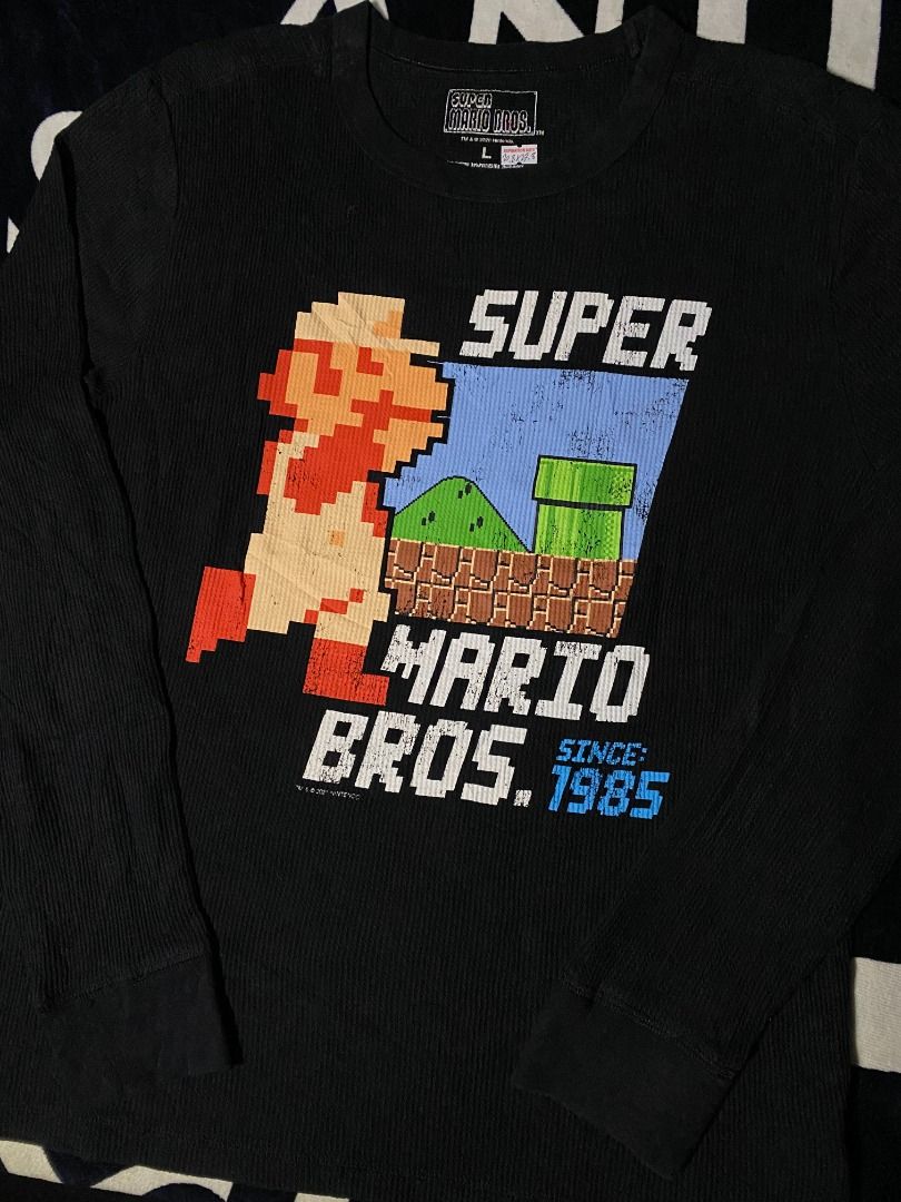 Super mario | waffle long sleeves (Category: Tshirts & Polo Shirts ) located in Las Pinas. Submitted by all_details_posted (Listing ID 1463148643, Image 1). Description: stretchable waffle/thermal tela, vintage style print need soft wash only.