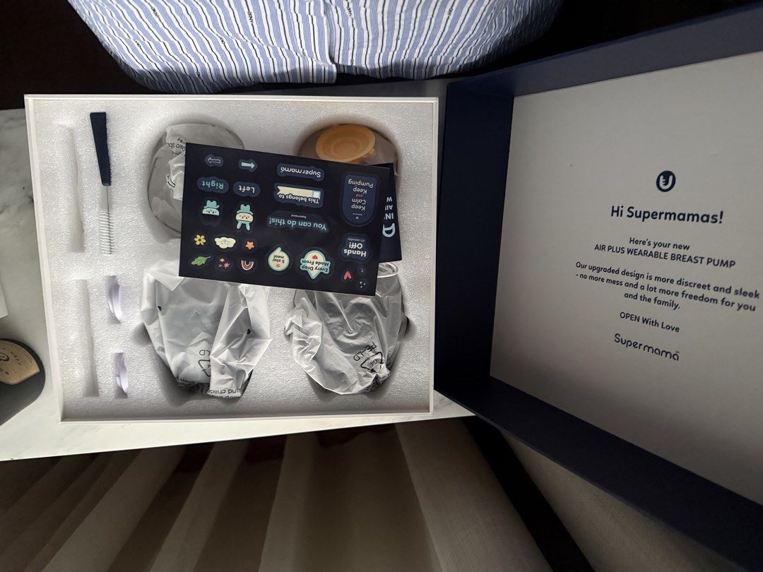 Supermama air dual pump (Category: Breastfeeding & Bottle Feeding) located in Quezon City. Submitted by loveallbykris (Listing ID 1463271420, Image 3). Description: Brand new. I have spectra already so do not need this Handsfree breast pump .