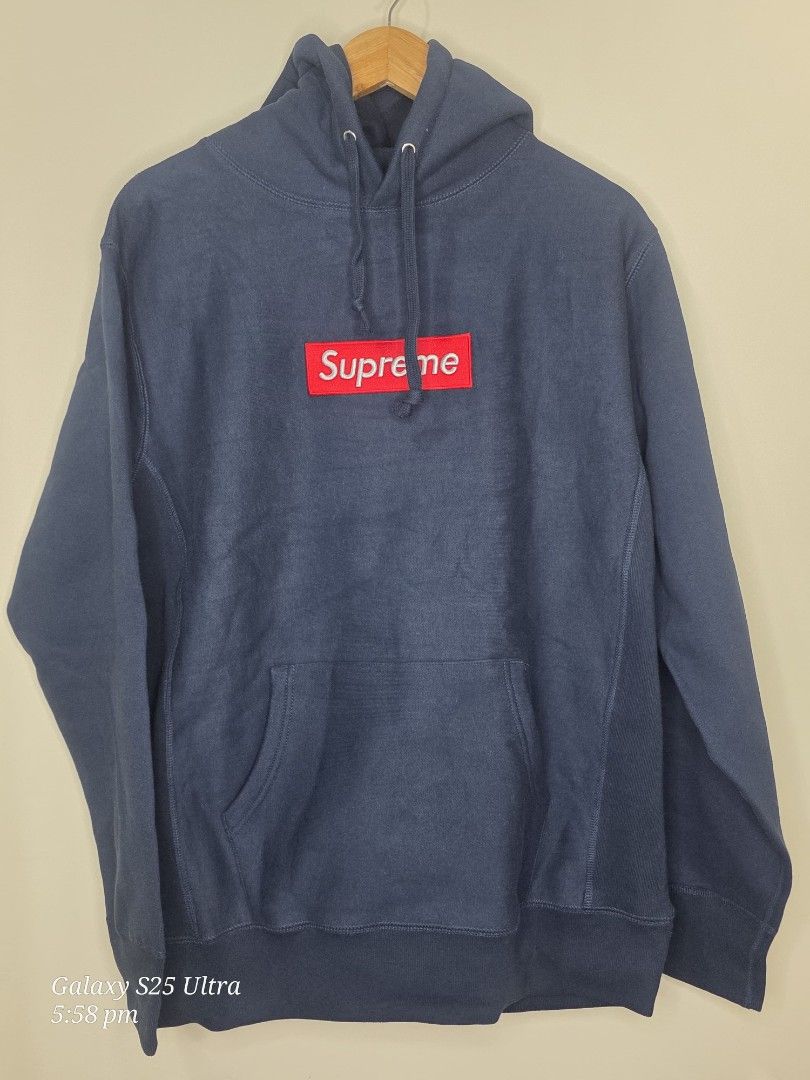 Supreme Box Logo Hoodie Navy Blue (Category: Luxury Apparel) located in Makati City. Submitted by time.flip (Listing ID 1463148429, Image 1). Description: Supreme Hoodie Brand New Original .