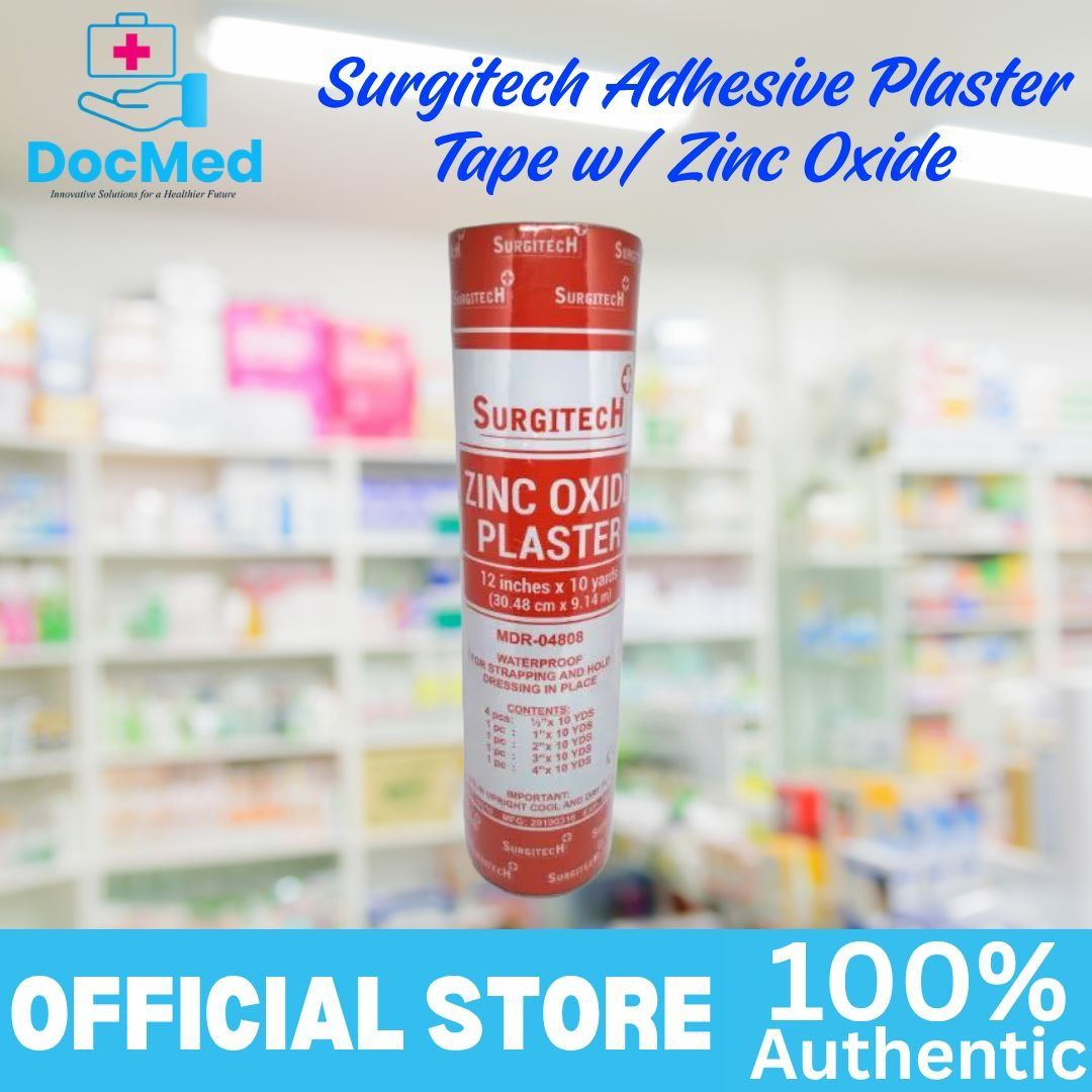 Surgitech Adhesive Plaster Tape w/ Zinc Oxide (Category: Medical Supplies & Tools) located in Quezon City. Submitted by zee_010200 (Listing ID 1463201601, Image 1). Description: - Surgitech Adhesive Plaster Tape - Waterproof - Ideal for strapping and holding dressings - Size: 12 inches x 10 yards - Official Store, 100% Authentic - Recommended storage: Cool, dry place - Suitable for medical use.