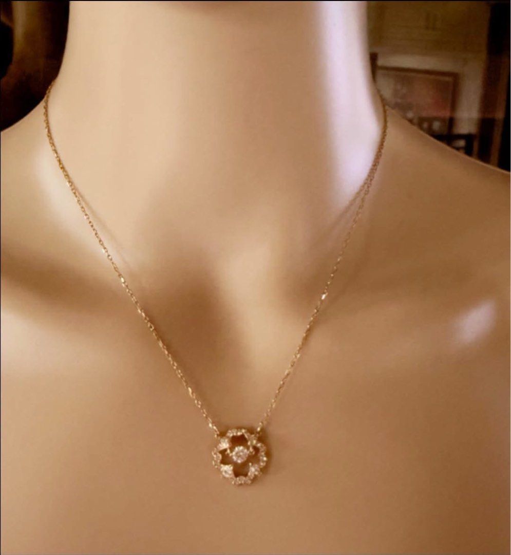 Swarovski Dancing Stone Necklace (Category: Necklaces) located in Quezon City. Submitted by liezl.marie (Listing ID 1463159928, Image 3). Description: Swar0vski Sparkling Dance Flower Necklace featuring a rose-gold plated floral motif with a shimmering dancing crystal. 3,800 Open for layaway..