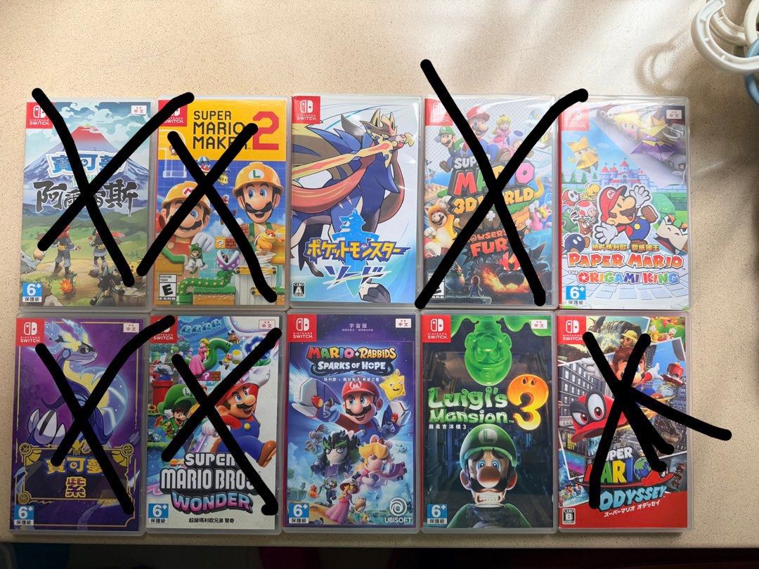 Switch game （分類：Nintendo 任天堂）位於 Hong Kong。 由 yppsss 提交（商品編號 1462918613，圖片 1）。簡介： Switch game 搬屋平放每隻$170全要可議價。 面交美孚或屯門順豐到付亦可。全部好新淨。 Mario 3D 已買。。