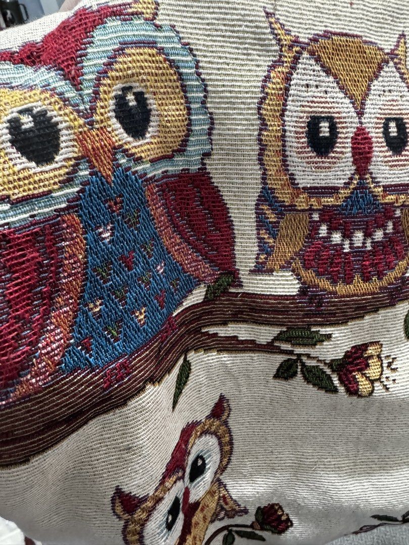 Tapestry Owl Tote Bag (Category: Tote Bags) located in Santa Rosa. Submitted by secondfinds8 (Listing ID 1463132488, Image 2). Description: Needs washing. Was stored ony. Never used. Bought in Hongkong.
