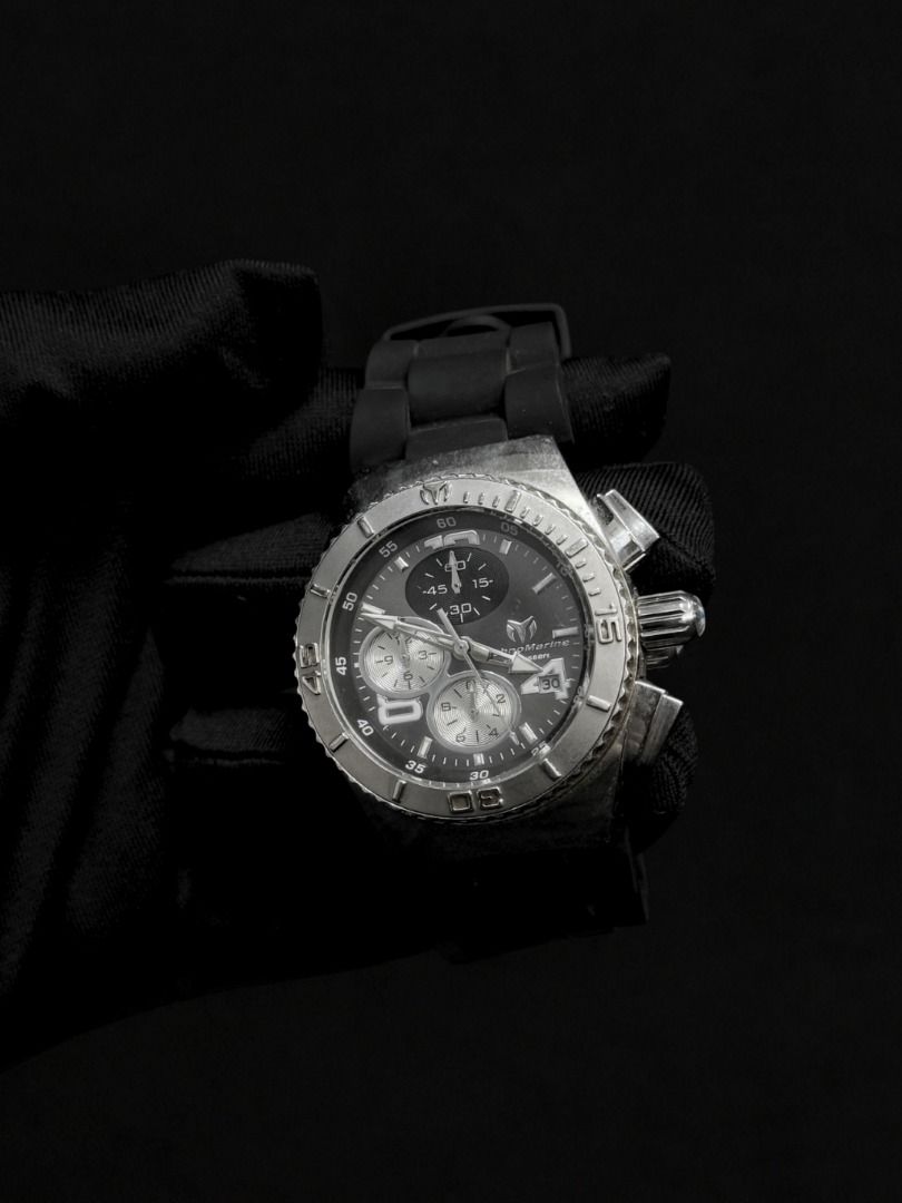 TechnoMarine Cruise Jellyfish Chronograph Watch (Category: Luxury Watches) located in Caloocan City. Submitted by grandbear.ee4db0 (Listing ID 1463210315, Image 2). Description: TECHNO MARINE CRUISE JELLYFISH — TM-115099 ₱8,000 | Negotiable | Open for offers Specifications: • Movement: Quartz • Case: Stainless Steel • Case Size: 40 mm • Dial: Black / Dark Gray • Strap: Black Silicone • Crystal: Flame-Fusion • Features: Chronograph & Date Display 