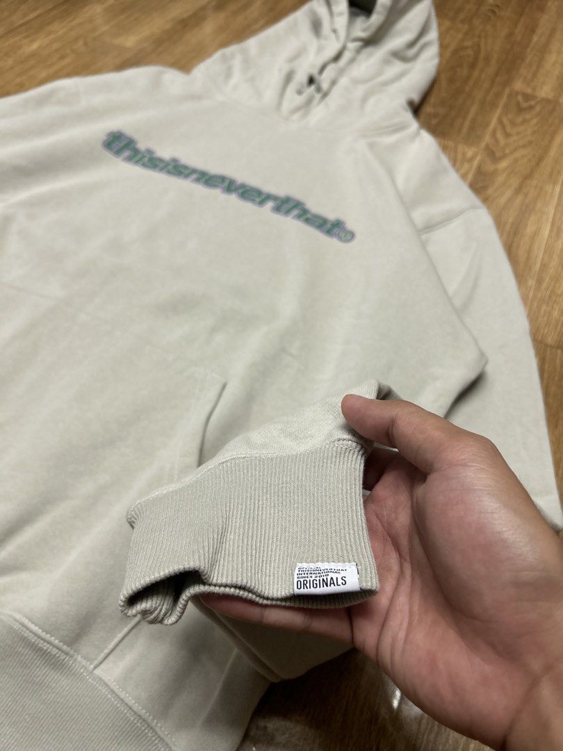 Thisisneverthat® T-Logo Hoodie (Category: Coats, Jackets and Outerwear) located in Manila. Submitted by thrift.lnc (Listing ID 1463168739, Image 3). Description: Thisisneverthat® T-Logo Hoodie (print logo, as new condition) XL on tag L to XL fittings (Dimes) Width: 25 Length: 29 Issue: ❌ Mine: ₱1199 - Manage your expectations. Some issues may not be seen or indicated. - Color may vary due to lighting Shipping: Lalamove/J&T 📍Manila, Sta. Mesa.