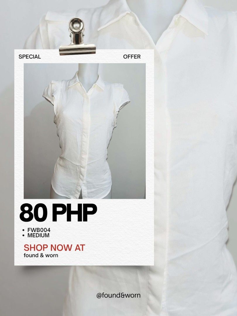 Thrift Clothes (Category: Activewear) located in Manila. Submitted by found.n.worn (Listing ID 1463166925, Image 3). Description: 𐙚₊˚⊹ FOR SALE! ⊹˚₊𐙚 ୨୧ FASHION BLOUSES — ₱80 ୨୧ PLAIN POLOS — ₱80 ୨୧ STRIPE POLOS — ₱80 ୨୧ BLAZERS & JACKETS — ₱50 📌 HOW TO CLAIM: Comment MINE + ITEM CODE First to comment gets the item! 🤎 📍 Location: General Trias, Cavite 🚚 Shipping available: J&T / Lalamove 💸 Shipping fee: Shoulder by buyer ✨ All items are pr