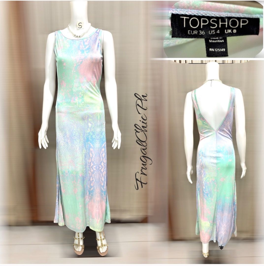 Topshop Iridescent Maxi Dress (Category: Dresses) located in Cotabato. Submitted by thefashionproject88 (Listing ID 1463145090, Image 1). Description: - Super cute iridescent maxi dress - From Topshop - Pastel, shimmery rainbow snake print - Features a low back and side slits - Perfect for parties or a night out - Size: UK 8 Brand: Pls Check Photo Details Style: HQ Dress Condition: EUC ☝🏻accessories not included ✌️Low Ballers will not be enterta