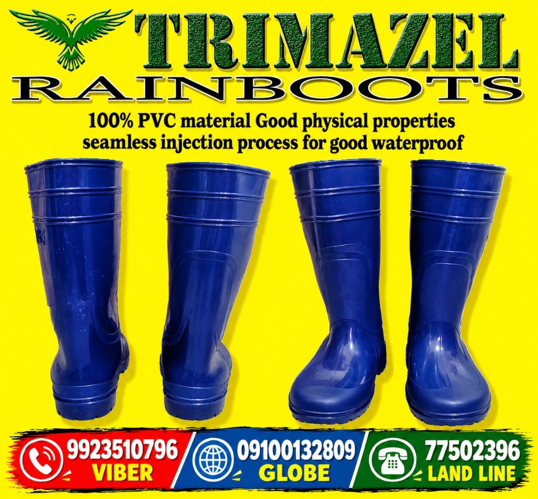 Trimazel Rainboots - 100% PVC, Waterproof (Category: Looking For) located in Caloocan City. Submitted by trzl_liza14 (Listing ID 1463141109, Image 1). Description: ✅ Guaranteed lowest price ✅ Quality products ✅ Big discount for bulk orders ✅ 100% LEGIT TRUSTED SUPPLIER! ✅ With Complete Legal Documents ✅ BIR Registered We Supply All Kinds Of PPE Supplies, Raincoat, Hard Hat, Cooler Box, Plastic Trash Bin, Road Barriers, Kayak Boats, Crystal Kayak,