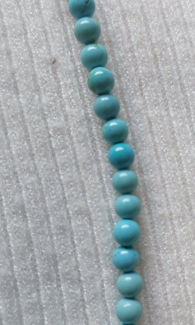 Turquoise Necklace 4.5mm (Category: Necklaces) located in Gapan. Submitted by purseofjune (Listing ID 1463141360, Image 3). Description: 16" + 2" extension chain hubei turquoise.