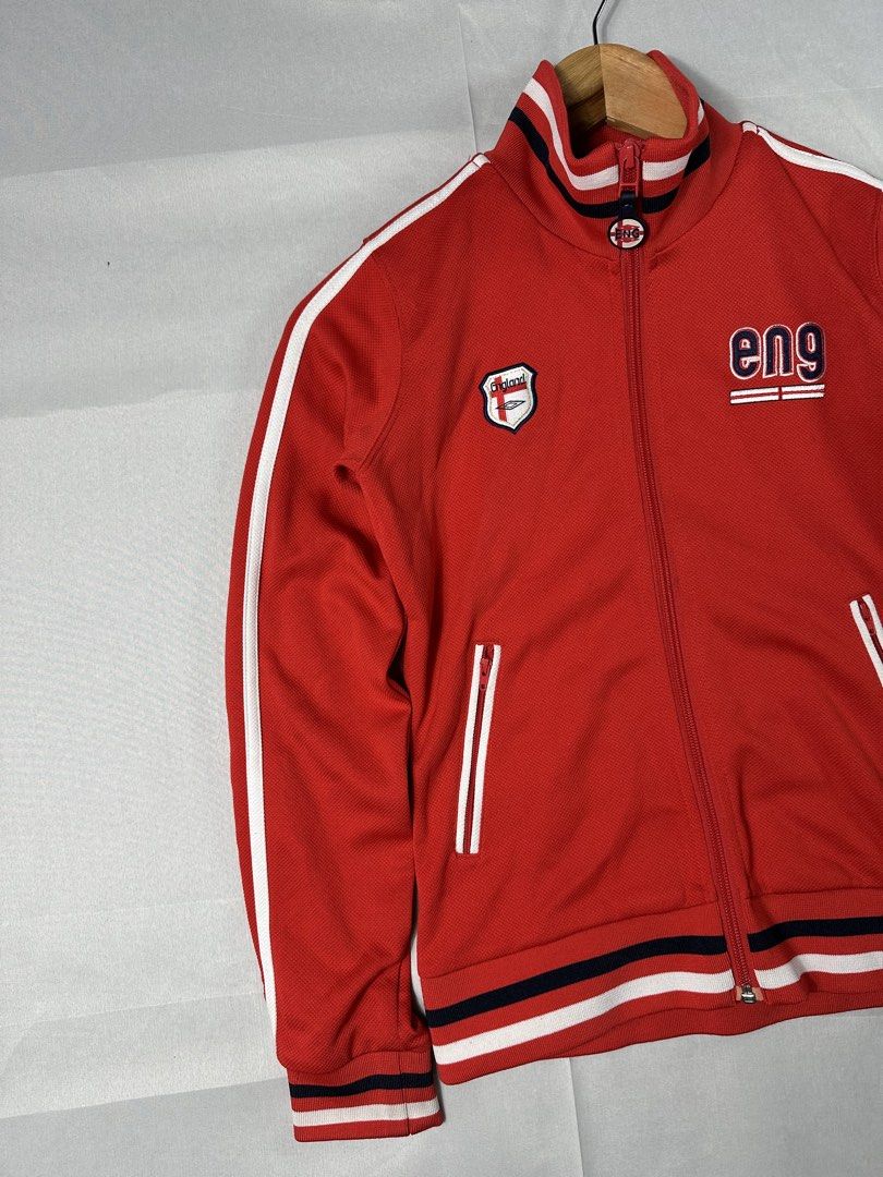 Umbro Y2K England Retro Track Jacket (Category: Coats, Jackets and Outerwear) located in Cabanglasan. Submitted by thefashiongarage.co (Listing ID 1463245804, Image 2). Description: Title - Umbro Model/Name - Vintage England Umbro National Team Foot Ball Retro Jacket Size on Tag - Small Conditiion - Excellent Condition Dimension (WxLxH) - 16.5d20 Inches Category- Casual/Workout/ Outdoor/ Y2K Fitting - True to Size Made in - Material - Color - Ewd