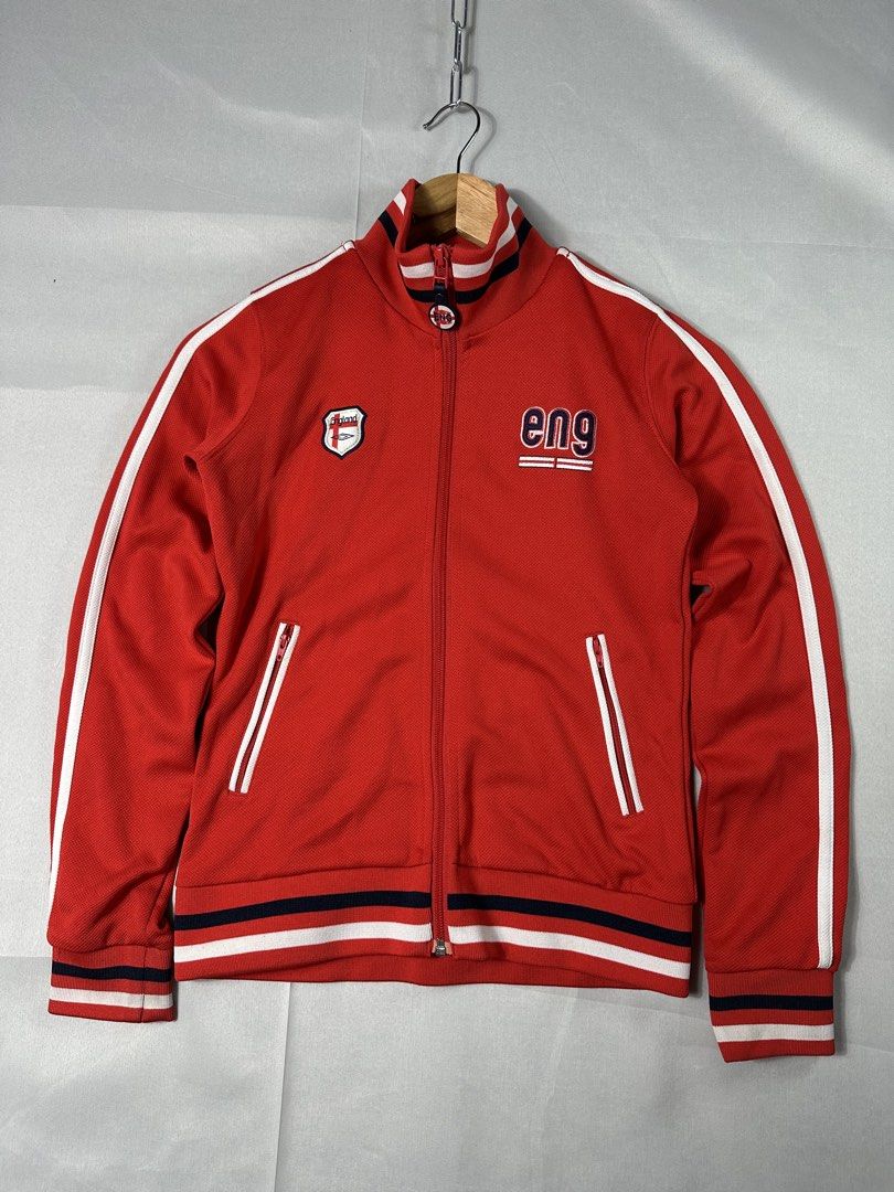 Umbro Y2K England Retro Track Jacket (Category: Coats, Jackets and Outerwear) located in Cabanglasan. Submitted by thefashiongarage.co (Listing ID 1463245804, Image 1). Description: Title - Umbro Model/Name - Vintage England Umbro National Team Foot Ball Retro Jacket Size on Tag - Small Conditiion - Excellent Condition Dimension (WxLxH) - 16.5d20 Inches Category- Casual/Workout/ Outdoor/ Y2K Fitting - True to Size Made in - Material - Color - Ewd