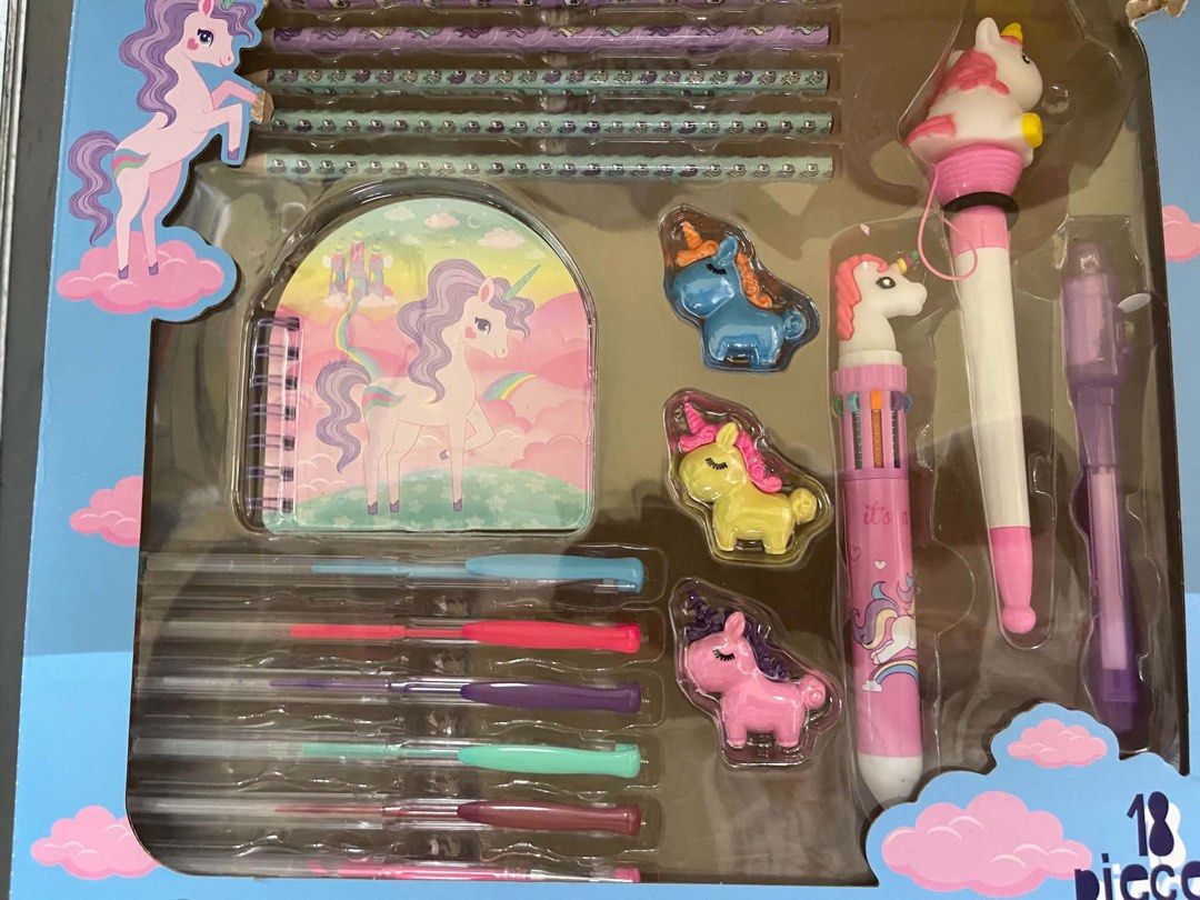 Unicorn 18pcs drawing materials set (Category: Stationery & School Supplies) located in Mexico. Submitted by BeautyObsession_OnlinePH (Listing ID 1463155436, Image 1). Description: Imported set Unicorn.