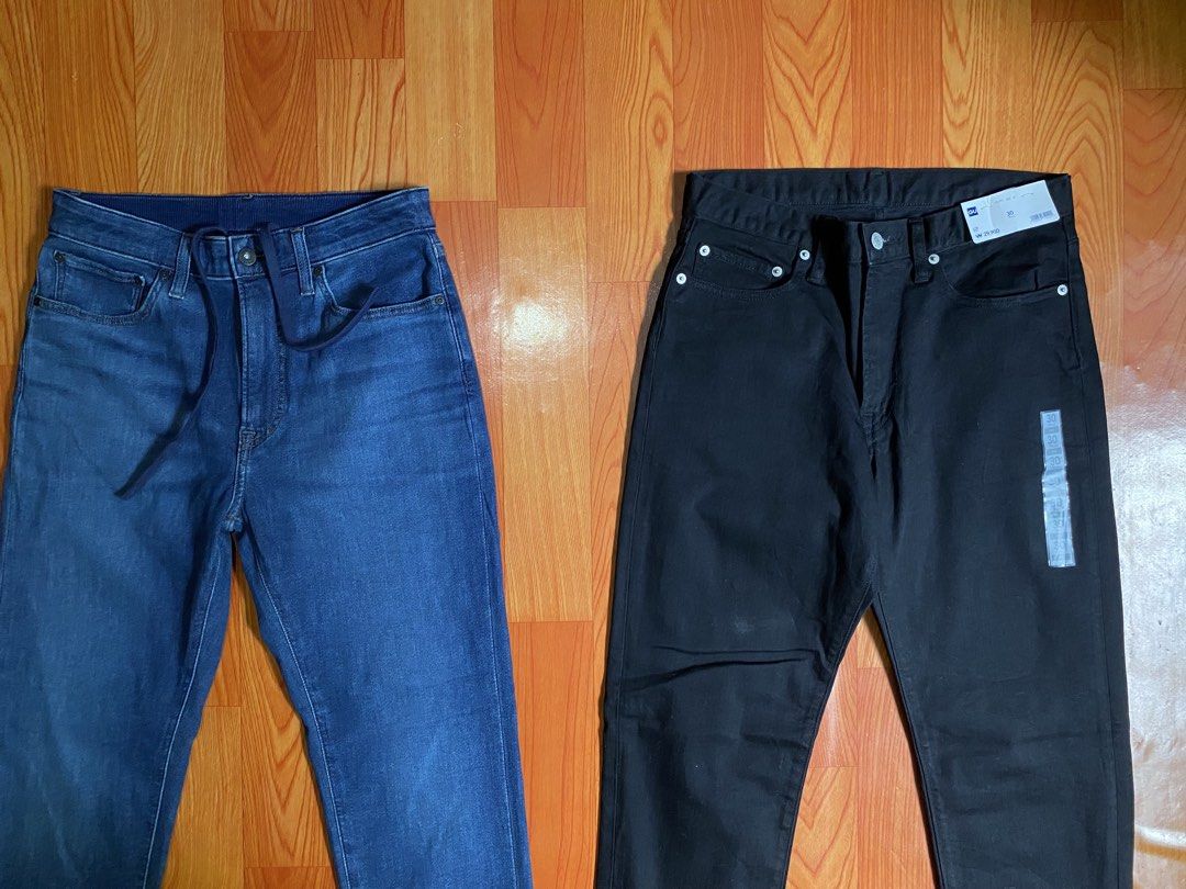 Uniqlo & GU Jeans - Blue & Black (Category: Jeans) located in Cebu City. Submitted by monflor (Listing ID 1463220641, Image 2). Description: - Uniqlo Jeans - Size 30 - Available in Classic Blue and Black washes - Blue pair features a comfortable drawstring waist - Black pair is brand new with original tags attached - High-quality, durable denim - Essential, versatile pieces for any wardrobe Good condition No issues Price each 650.