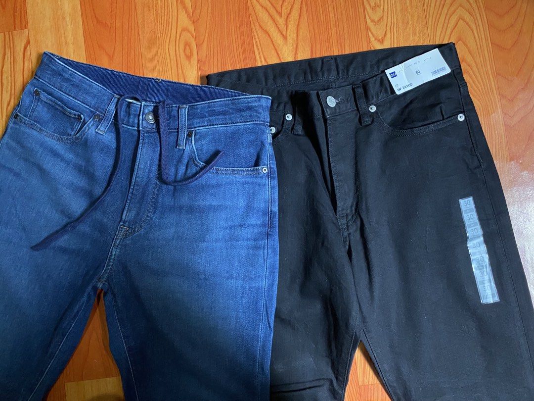 Uniqlo & GU Jeans - Blue & Black (Category: Jeans) located in Cebu City. Submitted by monflor (Listing ID 1463220641, Image 3). Description: - Uniqlo Jeans - Size 30 - Available in Classic Blue and Black washes - Blue pair features a comfortable drawstring waist - Black pair is brand new with original tags attached - High-quality, durable denim - Essential, versatile pieces for any wardrobe Good condition No issues Price each 650.
