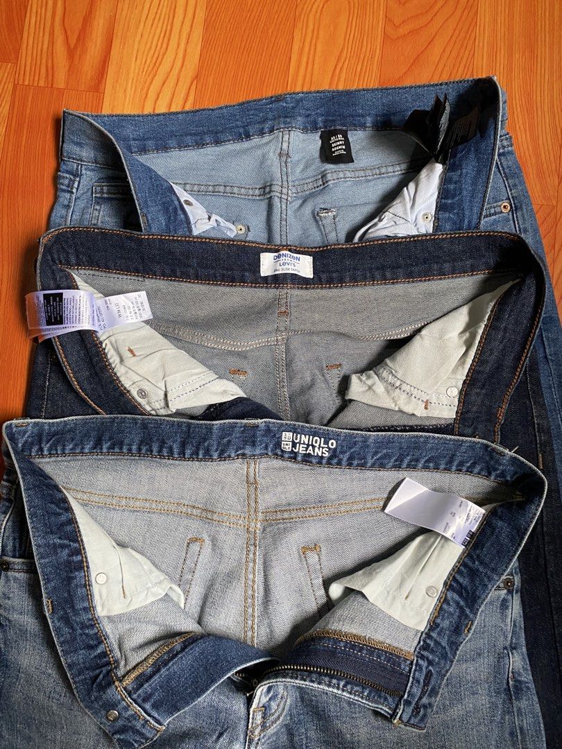 Uniqlo, Denizen Levis Jeans Bundle (Category: Jeans) located in Cebu City. Submitted by monflor (Listing ID 1463221098, Image 3). Description: - Three pairs of men's denim jeans - Available washes: Dark, Light, and Medium - Brands: Uniqlo and Levis - Sizes clearly marked on tags - Ideal for everyday wear - Bundle deal for all three pairs! Price each 700 Good condition No issues Size 33-34 .