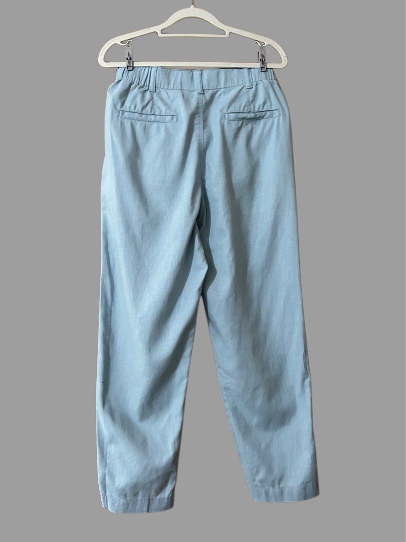 Uniqlo Linen Blend Pants Light Blue Size S (Category: Other Bottoms) located in Baguio. Submitted by tresmariascloset13 (Listing ID 1463220596, Image 2). Description: - Uniqlo light blue pants - Made with a comfortable linen blend fabric - Features an elasticated waistband at the back for a perfect fit - Includes two side pockets and two back pockets - Designed with a classic straight leg fit - Ideal for everyday casual wear.