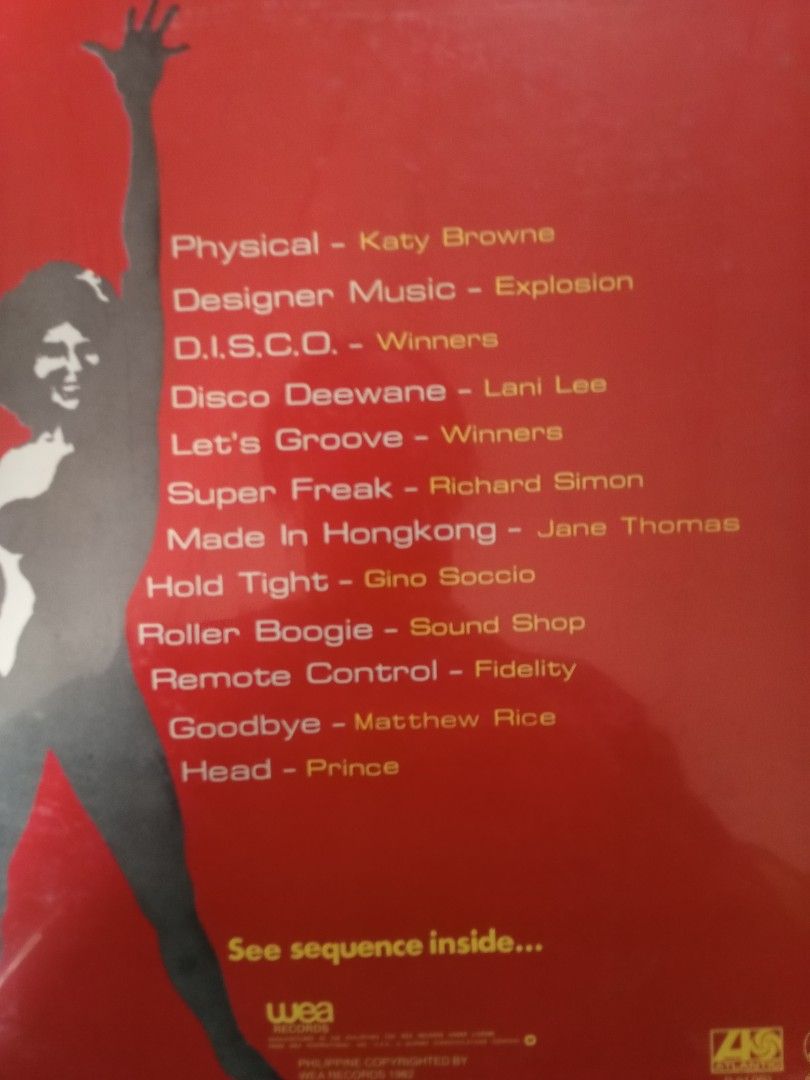 Various Artists – Let's Get Physical (Non-Stop Disco Mix) (Category: Vinyls) located in Davao. Submitted by banana.pancake (Listing ID 1463305287, Image 2). Description: Tested, no issues Manufactured in the Philippines for WEA Records under license from WEA International, Inc., U.S.A. A Warner Communications Company Philippine copyrighted by WEA Records 1982.