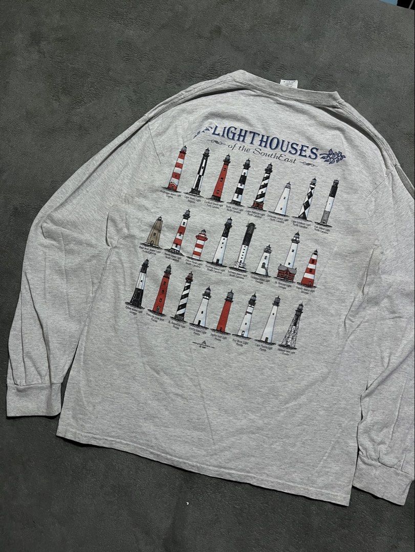 Vintage Light houses 1996 (Category: Tshirts & Polo Shirts ) located in Manila. Submitted by ichann.lrdzbl (Listing ID 1463147220, Image 1). Description: 🏷️PRICE: 300 (Mine basis) 📐DIMENSION Width: 20 Length: 28 Size on tag: Medium 👖DETAILS Issue: Need Wash, Condition Rate: 9/10 Color Rate: 9/10 .