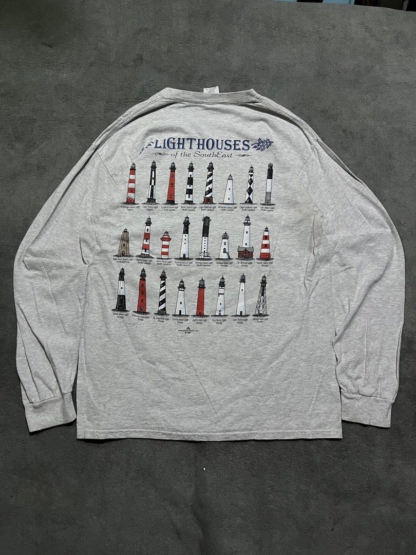 Vintage Light houses 1996 (Category: Tshirts & Polo Shirts ) located in Manila. Submitted by ichann.lrdzbl (Listing ID 1463147220, Image 2). Description: 🏷️PRICE: 300 (Mine basis) 📐DIMENSION Width: 20 Length: 28 Size on tag: Medium 👖DETAILS Issue: Need Wash, Condition Rate: 9/10 Color Rate: 9/10 .