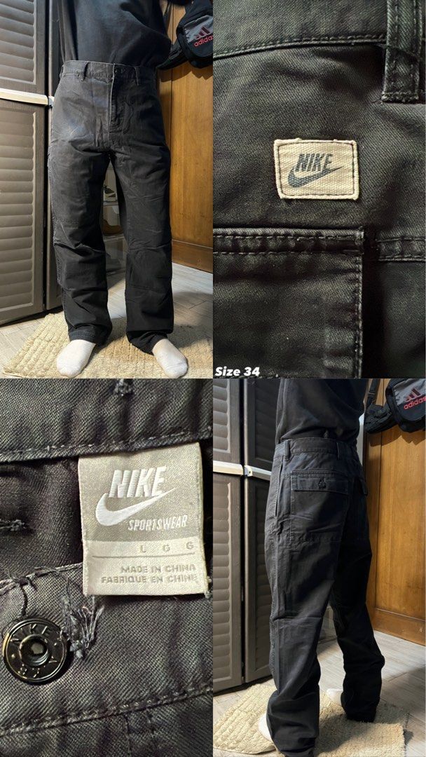 Vintage Nike Double Knee Pants size 34 (Category: Jeans) located in Angono. Submitted by odd.fitt (Listing ID 1463299315, Image 1). Description: Large 34W 41L 8.5H Missing lace Line fade Good fade.