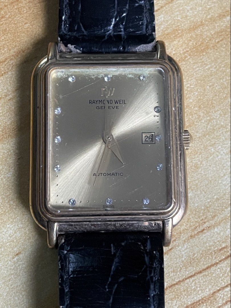 Vintage Raymond Weil (Category: Women's Watches) located in Taguig. Submitted by tester1x (Listing ID 1463183224, Image 2). Description: Secondhand Used Watch Vintage Raymond Weil Swiss Made 2612 Gold Tone Dial w/ Diamond 18K Gold electroplated 10M 26mm Replacement Strap Raymond Weil Buckle .