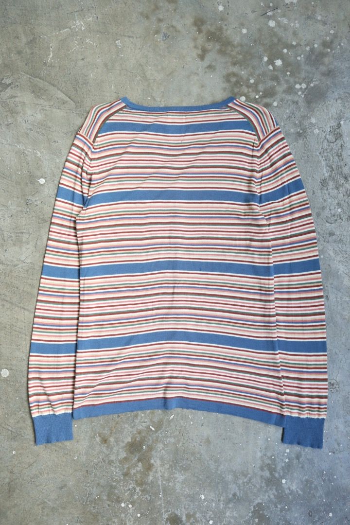 Visvim - F/W 12 - Border Cardigan (Category: Tshirts & Polo Shirts ) located in Manila. Submitted by graymatter_ (Listing ID 1463221174, Image 2). Description: Visvim - F/W 12 - Border Cardigan Tagged Size: 3 Condition: 9/10 Flaws: Pinholes Material: 100% Wool Made in: Japan Dimensions Length: 28 Width: 20 Shoulder: 19 Sleeve: 29.5.