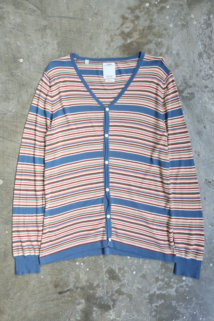 Visvim - F/W 12 - Border Cardigan (Category: Tshirts & Polo Shirts ) located in Manila. Submitted by graymatter_ (Listing ID 1463221174, Image 1). Description: Visvim - F/W 12 - Border Cardigan Tagged Size: 3 Condition: 9/10 Flaws: Pinholes Material: 100% Wool Made in: Japan Dimensions Length: 28 Width: 20 Shoulder: 19 Sleeve: 29.5.