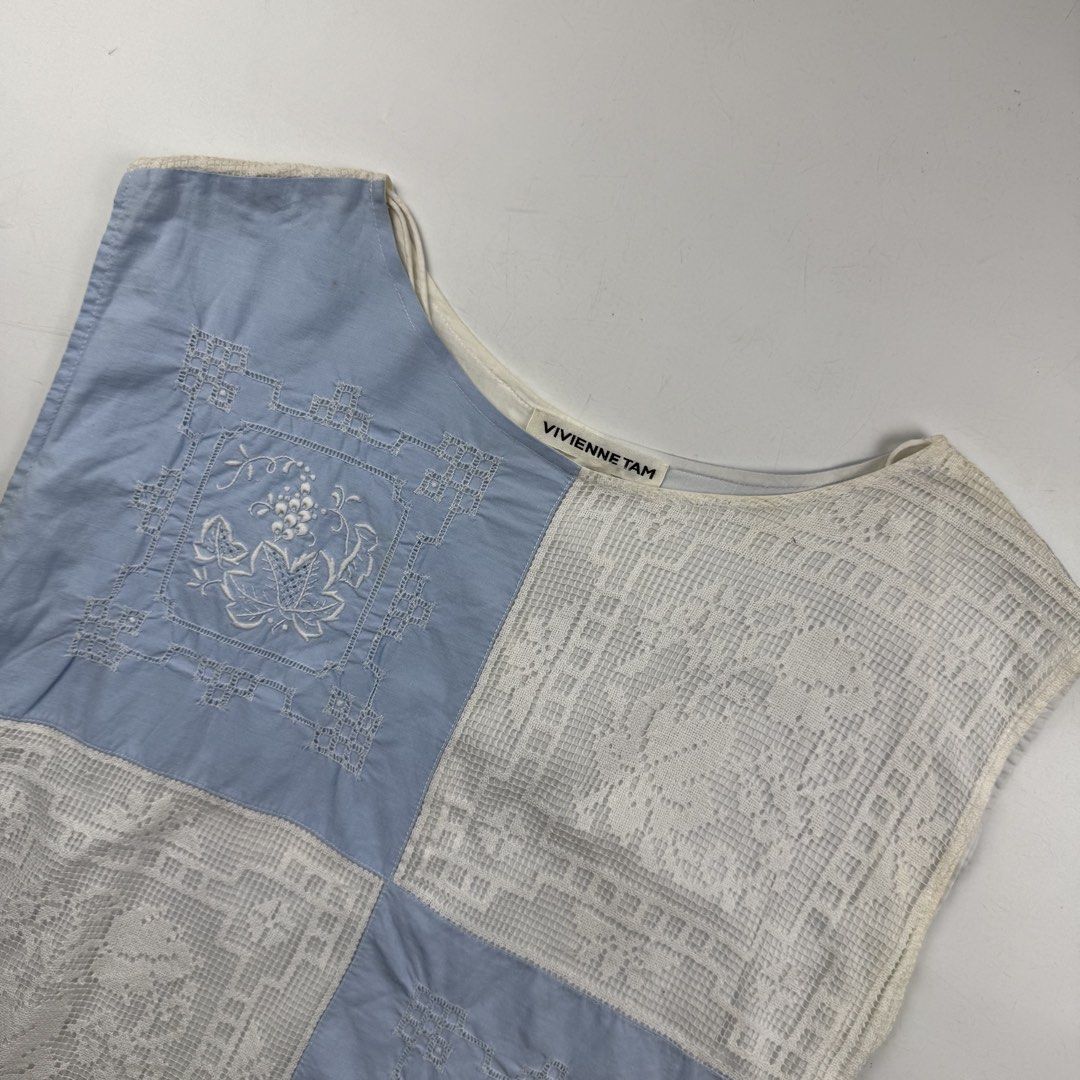 Vivienne Tam Patchwork Flower Embroidered Sleeveless Top (Category: Sleeveless) located in Manila. Submitted by jademax (Listing ID 1463248877, Image 3). Description: Size 1 Length: 22” Pit: 17.5”.