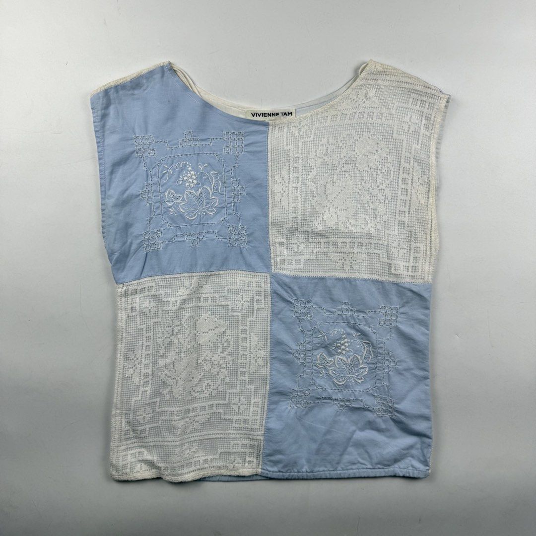 Vivienne Tam Patchwork Flower Embroidered Sleeveless Top (Category: Sleeveless) located in Manila. Submitted by jademax (Listing ID 1463248877, Image 1). Description: Size 1 Length: 22” Pit: 17.5”.