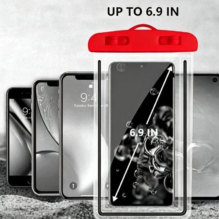 Waterproof Mobile Red Frame Clear Plastic Case (Category: Cases & Sleeves) located in Manila. Submitted by amne.hub (Listing ID 1463280570, Image 1). Description: Best for travels or outdoor use Waterproof case for mobile protection Definitely in good condition Strong and durable for long term use #waterproof #mobile #case.