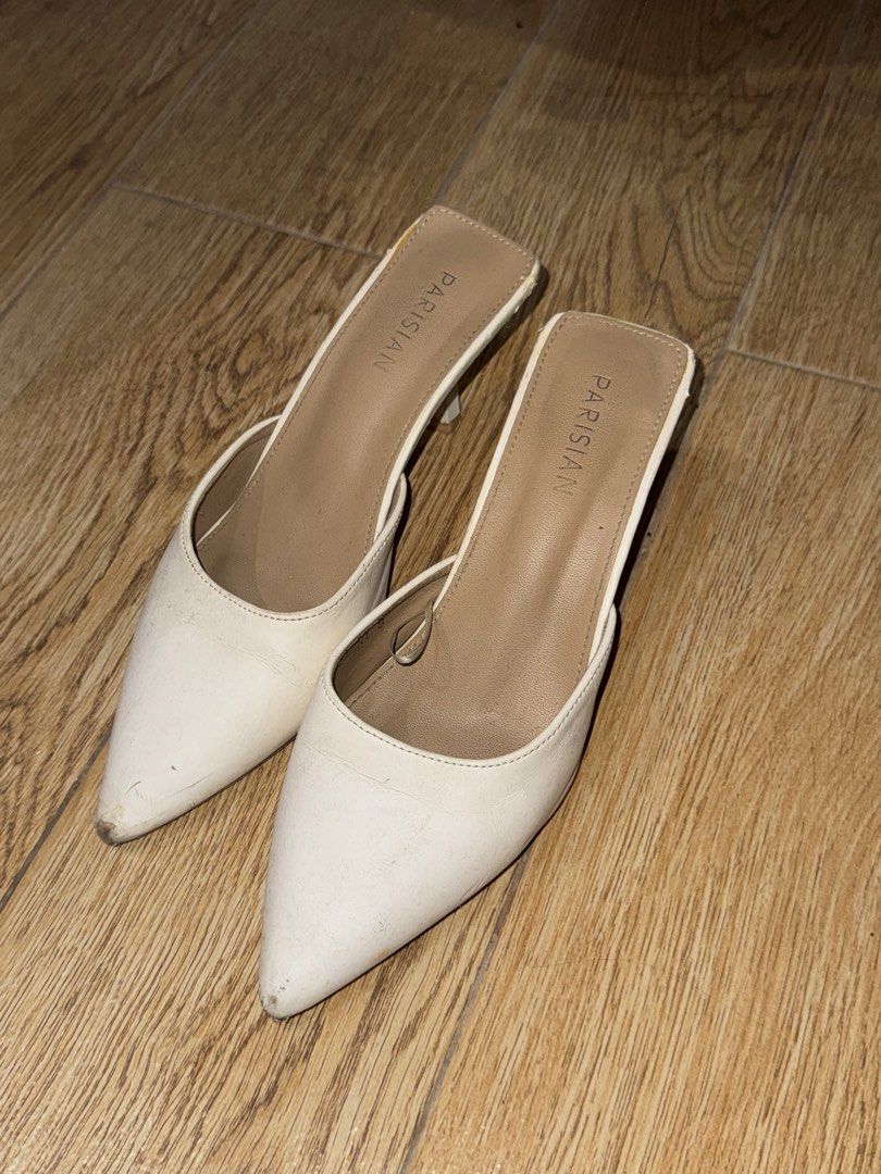 White Heels (Category: Heels) located in Manila. Submitted by shaineee (Listing ID 1463250458, Image 2). Description: - size 38 - what you see is what you get - needs cleaning/retouch.