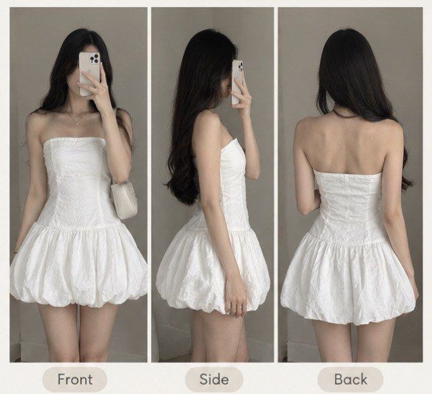 White Strapless Bubble Hem Mini Dress (Category: Dresses) located in Quezon City. Submitted by racbln (Listing ID 1463145500, Image 1). Description: .