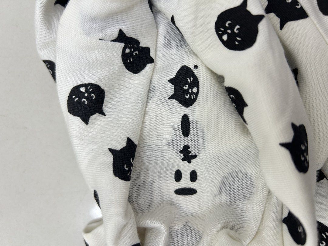 White Turtleneck Top with Black Cat Print (Category: Sleeveless) located in Lucena. Submitted by riyizthriftz (Listing ID 1463273787, Image 3). Description: - White long-sleeved turtleneck top - Adorable all-over black cat print - Soft and stretchy fabric for comfort - Versatile: great for layering or as a standalone piece - Easy to pair with jeans, skirts, and other bottoms - A fun and playful addition to any wardrobe.