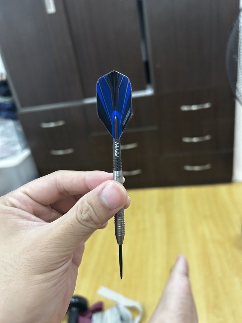 Winmau Sabotage Tungsten Darts Set with Case (Category: Other Sports Equipment and Supplies) located in Marilao. Submitted by mightygem.23de4e (Listing ID 1463245624, Image 1). Description: - Set of Winmau darts - Includes protective case for organization and safety - Darts feature stylish blue and black flights - Ideal for any dart enthusiast - Ready for your next game 26g Tungsten All stock Kabibili lang last month RFS: decluttering, impulse bu