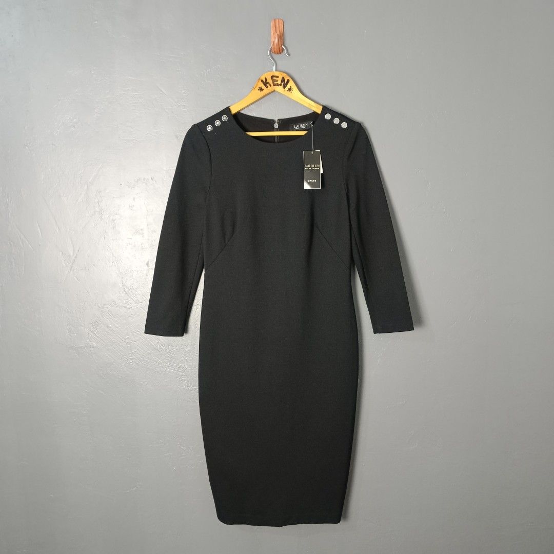 Women's - Ralph Lauren (Category: Coats, Jackets and Outerwear) located in Bacolod City. Submitted by drop.ph (Listing ID 1463191645, Image 2). Description: Ralph Lauren - Black Label Ponte Three Quarter Sleeve Dress Authentic *Size S - 16x40 *Brand New w Tags *No Flaws *Price: 2,000php *Add SF if outside Bacolod .