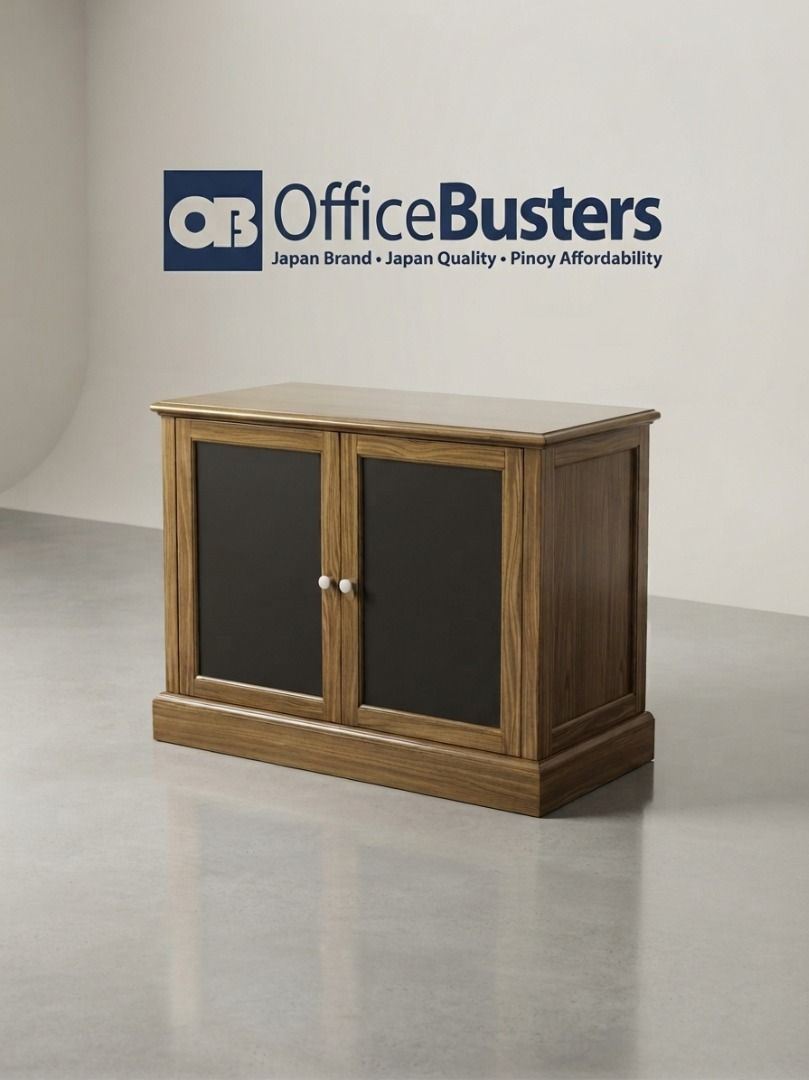 WOODEN DOUBLE DOOR CABINET (Category: Shelves, Cabinets & Racks) located in Valenzuela. Submitted by jesspesongco (Listing ID 1463182027, Image 1). Description: WOODEN DOUBLE DOOR CABINET NEWLY REFURBISHED SIZE: L114cm W62cm H86cm PRICE:₱ 9,999 ✔Storage: Enclosed two-door cabinet keeps items and supplies securely out of sight. ✔Display: Flat top surface holds office equipment or decorative items. 📍 LOCATION: OFFICEBUSTERS BALINTAWAK 👤 Look for 