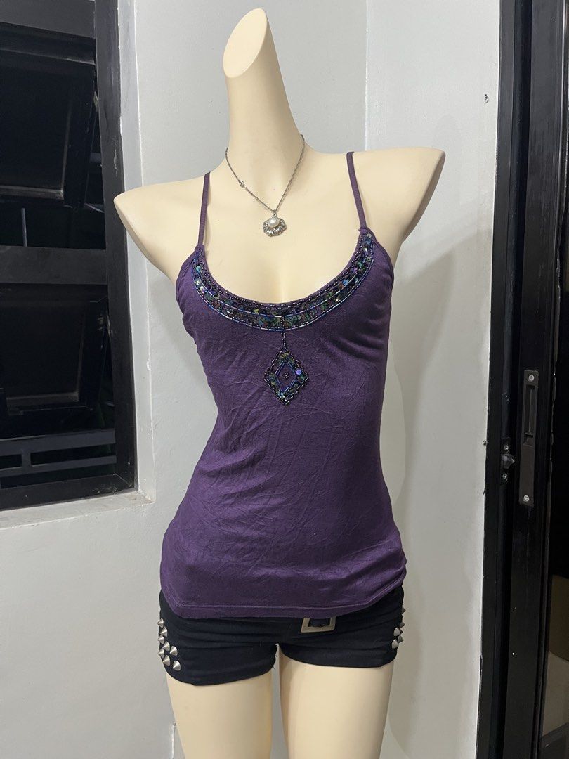 Y2k ibiza style beaded sequin tanktop (Category: Sleeveless) located in Caloocan City. Submitted by onlyfromthepast (Listing ID 1463218962, Image 1). Description: 9/10 condition Medium Carousell ✅My bio before purchasing tia💕 ✅ All items are fresh from bales, Pls expect dirt,dust or stains.