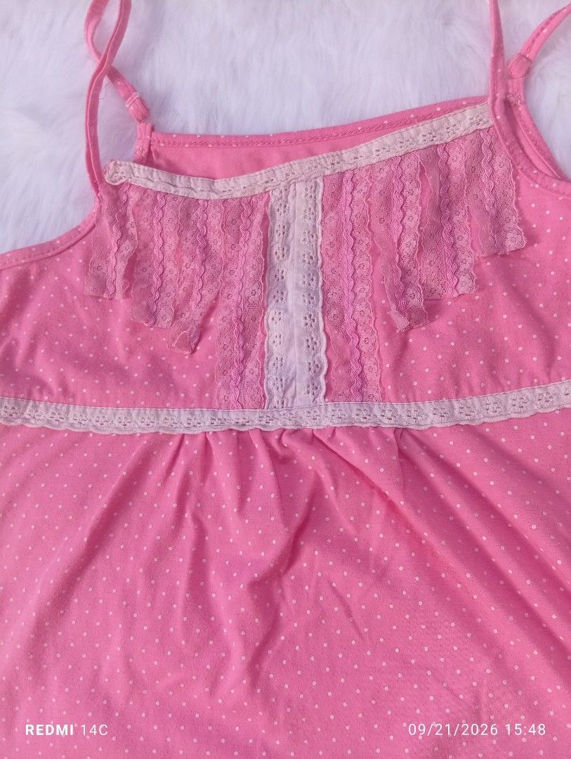 Y2K pink top• (Category: Shirts) located in Bulacan. Submitted by ierwenyarnz (Listing ID 1463197636, Image 3). Description: ⚠️PLEASE READ DESCRIPTION • Size: S to M •Price is set •Be aware that the tops I sell are thrifted, or pre-loved and so, there will be signs of use but I will always point it out for you. •Shipping through J&T Express.