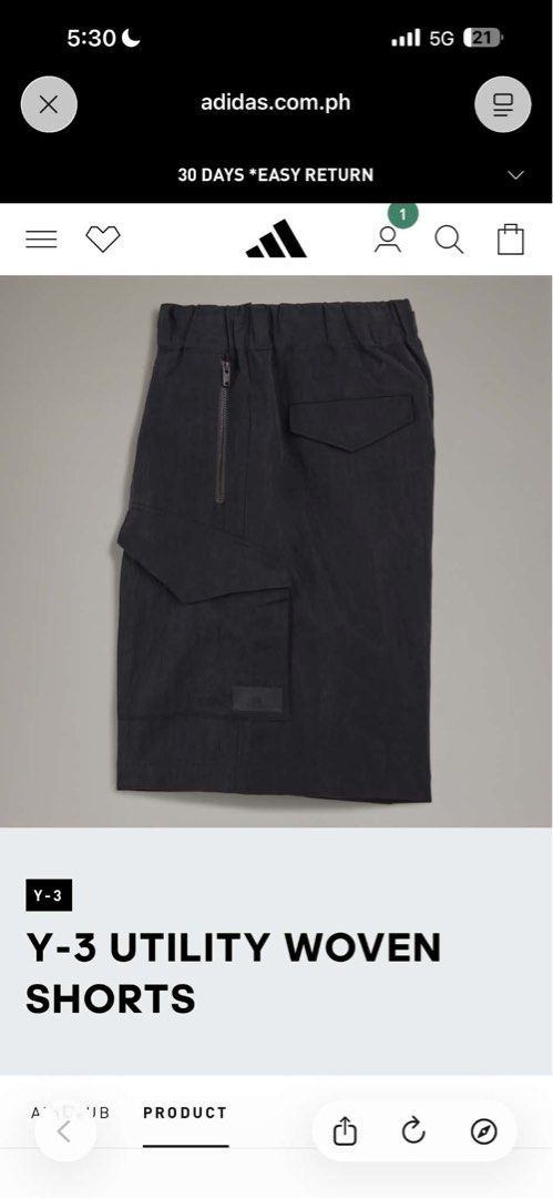 Y-3 Utility Woven Shorts (Category: Shorts) located in Angono. Submitted by odd.fitt (Listing ID 1463301432, Image 2). Description: Small 31-36W 21L 15H Adjustable belt YKK zipper Scannable QR code 3499.