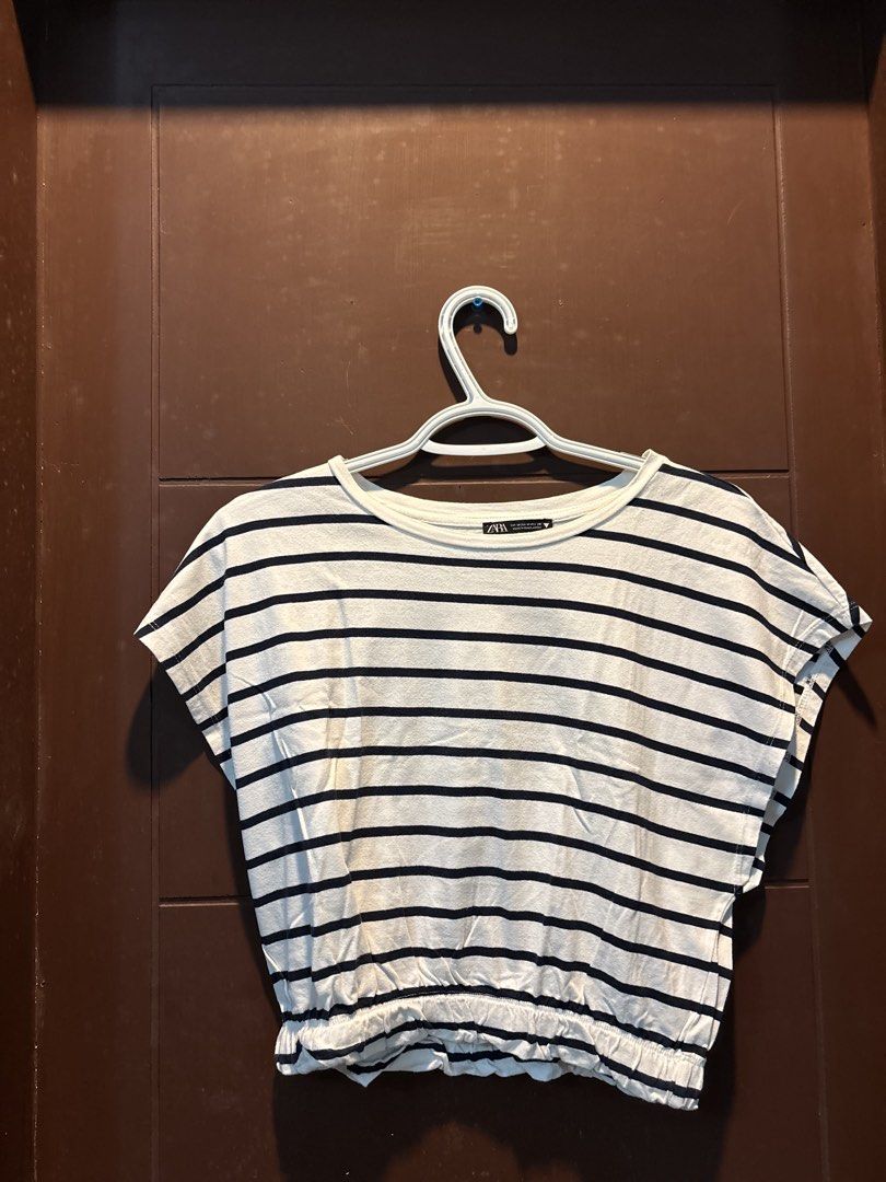 ZARA — Striped Crop Shirt (Category: Shirts) located in Paranaque City. Submitted by margauxm (Listing ID 1463325095, Image 1). Description: [ZARA — Striped Crop Shirt] — In Medium Size — Well-used! However, still in super good condition — Cropped fit, has a garter by the waist area — Super comfortable!!! Perfect for everyday and for errands day — No stains, runs or damage on the item, see photos! RFS: Decluttering .