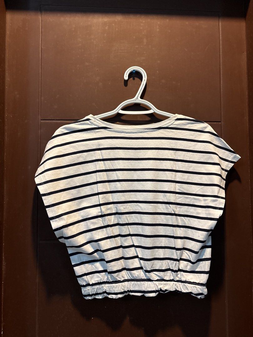 ZARA — Striped Crop Shirt (Category: Shirts) located in Paranaque City. Submitted by margauxm (Listing ID 1463325095, Image 3). Description: [ZARA — Striped Crop Shirt] — In Medium Size — Well-used! However, still in super good condition — Cropped fit, has a garter by the waist area — Super comfortable!!! Perfect for everyday and for errands day — No stains, runs or damage on the item, see photos! RFS: Decluttering .
