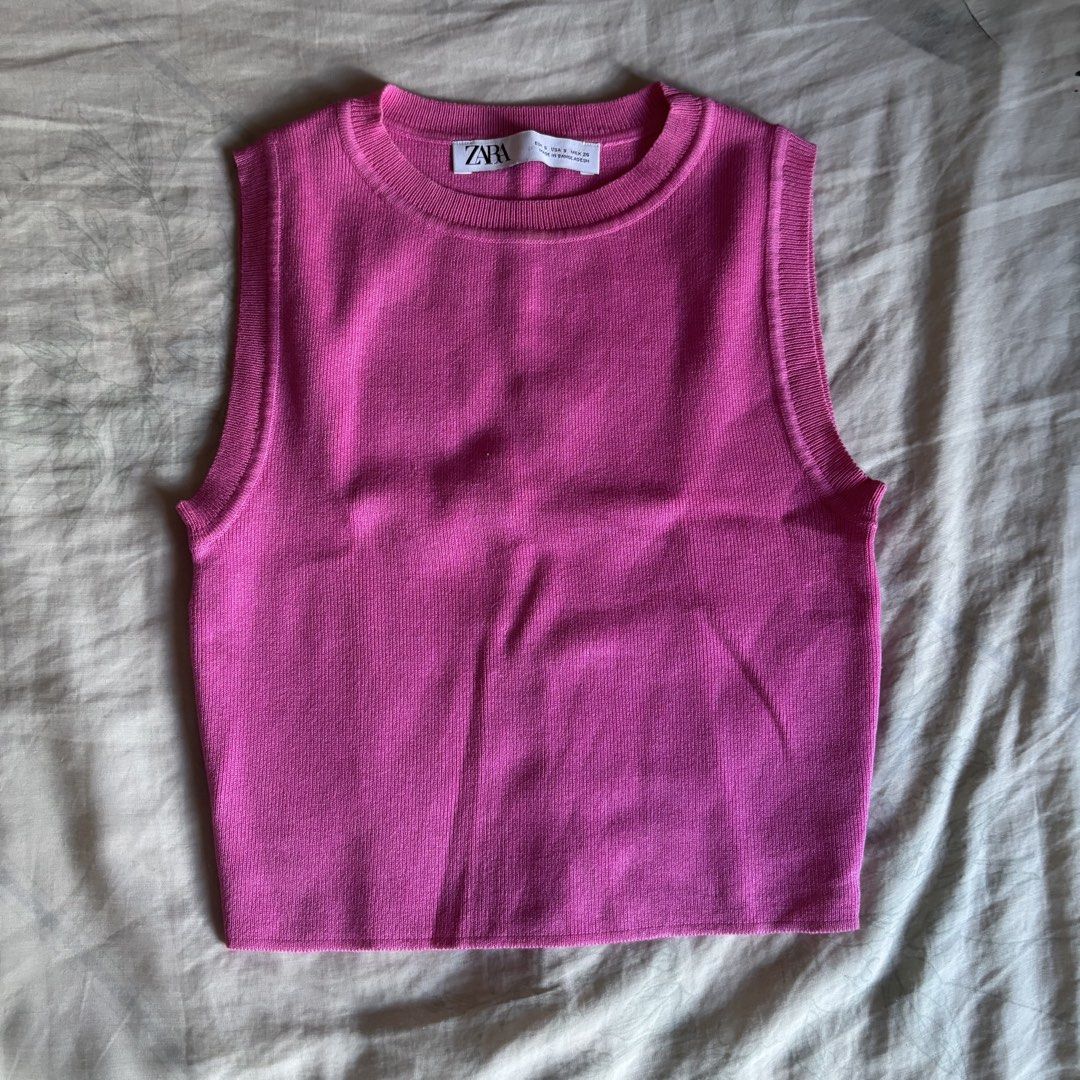 Zara Pink Knitted Racerback Top (Category: Sleeveless) located in Binan City. Submitted by mypreloved_haul (Listing ID 1463123901, Image 1). Description: .