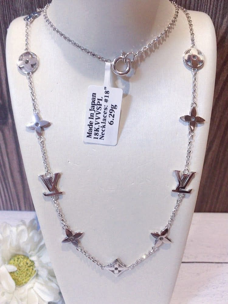 18k Japan whitegold monogram necklace (Category: Necklaces) located in Manila. Submitted by bhelgoldseller2ndaccount (Listing ID 1463488310, Image 1). Description: New!!✨New!!✨New!! Authentic 18k Japan Golds 💯pawnable/naisasanla 💯with high appraisal rate 💯good investment 💯Direct supplier price 👉OPEN for resellers 🌺please take time to evaluate their actual sizes and grams 👉Best panggift for all occasions ✅ Sold per grams not per piece Kya l