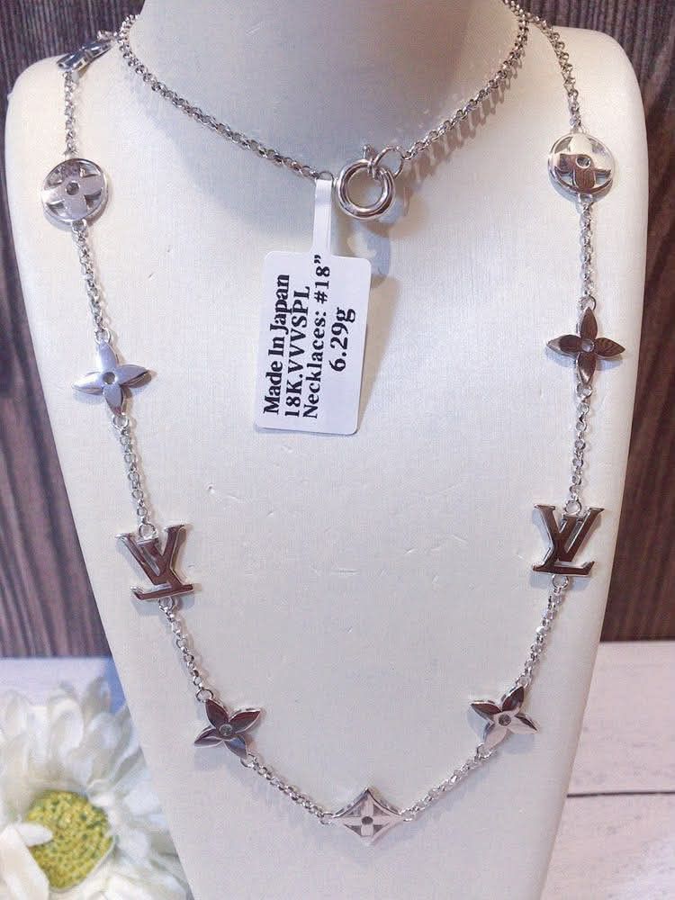 18k Japan whitegold monogram necklace (Category: Necklaces) located in Manila. Submitted by bhelgoldseller2ndaccount (Listing ID 1463488310, Image 2). Description: New!!✨New!!✨New!! Authentic 18k Japan Golds 💯pawnable/naisasanla 💯with high appraisal rate 💯good investment 💯Direct supplier price 👉OPEN for resellers 🌺please take time to evaluate their actual sizes and grams 👉Best panggift for all occasions ✅ Sold per grams not per piece Kya l