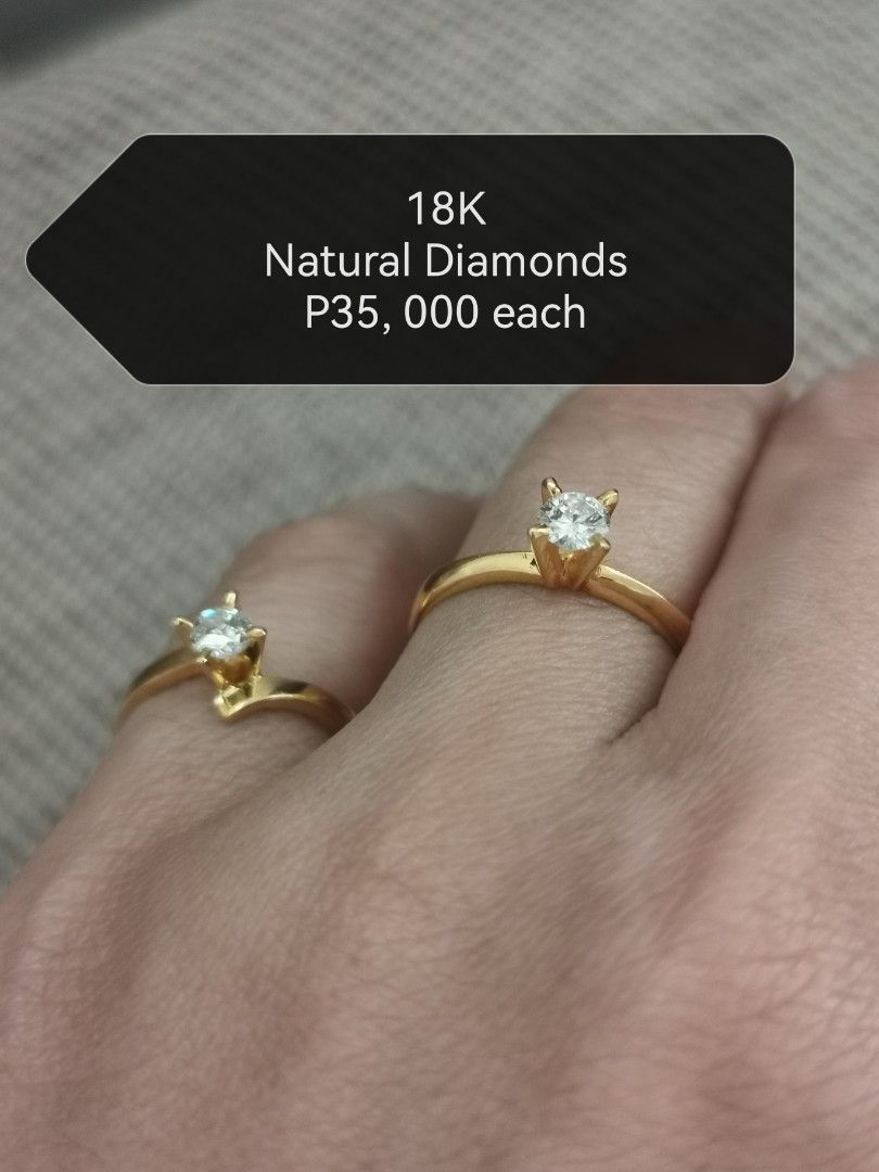 18K Natural Diamond Ring - P35,000 each (Category: Rings) located in Las Pinas. Submitted by budget_buys29 (Listing ID 1463417842, Image 1). Description: - Two 18K natural diamond rings available. - Classic solitaire setting with a simple, timeless design. - Ideal for engagements or as a special gift. - Price: P35,000 per ring. - Message for more details. - Sizes 6, 61/2.