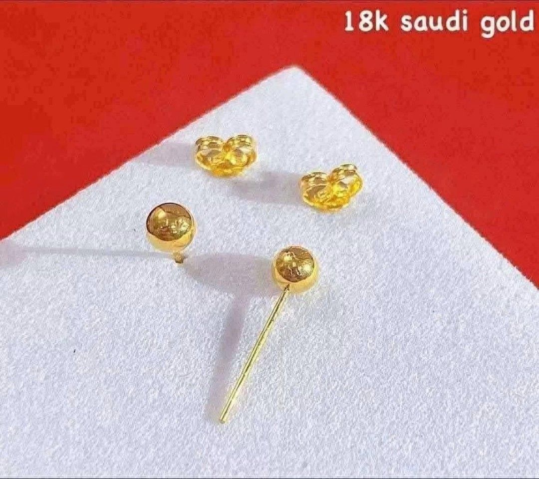 18K Saudi Gold 3mm Ball Stud Earrings (Category: Earrings) located in Caloocan City. Submitted by cheskhaionlinestore2.0 (Listing ID 1463371373, Image 2). Description: 18K Pure Saudi Gold Ball Stud Earrings ₱2150 only 📌 🍒 Pawnable/ Nasasangla💯 🍒 Brandnew 💯 🍒 Ship via JNT/ LBC 🍒 Lalamove for same day delivery 🍒 We accept COD COP with downpayment to avoid cancellation of orders ⚡ How to Order? Please feel free to message us directly 🙏🏻 Ch