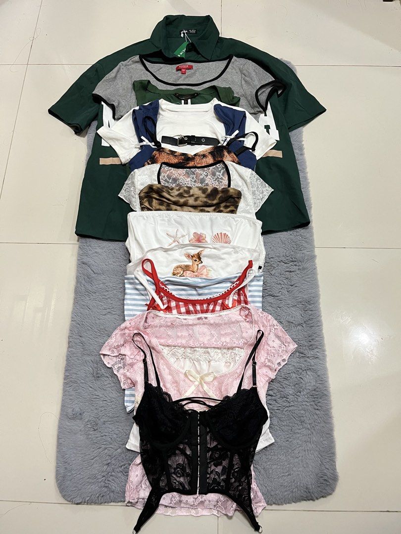 27PCS MIXED CLOTHING WHOLESALE BUNDLE ♡ (Category: Others Tops) located in Mandaluyong City. Submitted by cxia_style (Listing ID 1463362754, Image 1). Description: tops • dresses • swimwear ✦ mixed styles & pieces ✦ mostly new, w/ minimal thrifted pieces ✦ 1 FREE denim skirt ✦ perfect for resellers ✦ video available to see each piece ♡ HEARING OFFERS ♡ 📩 Send your offer via PM 🚚 Buyer shoulders shipping fee 💌 PM for more details Take all only 