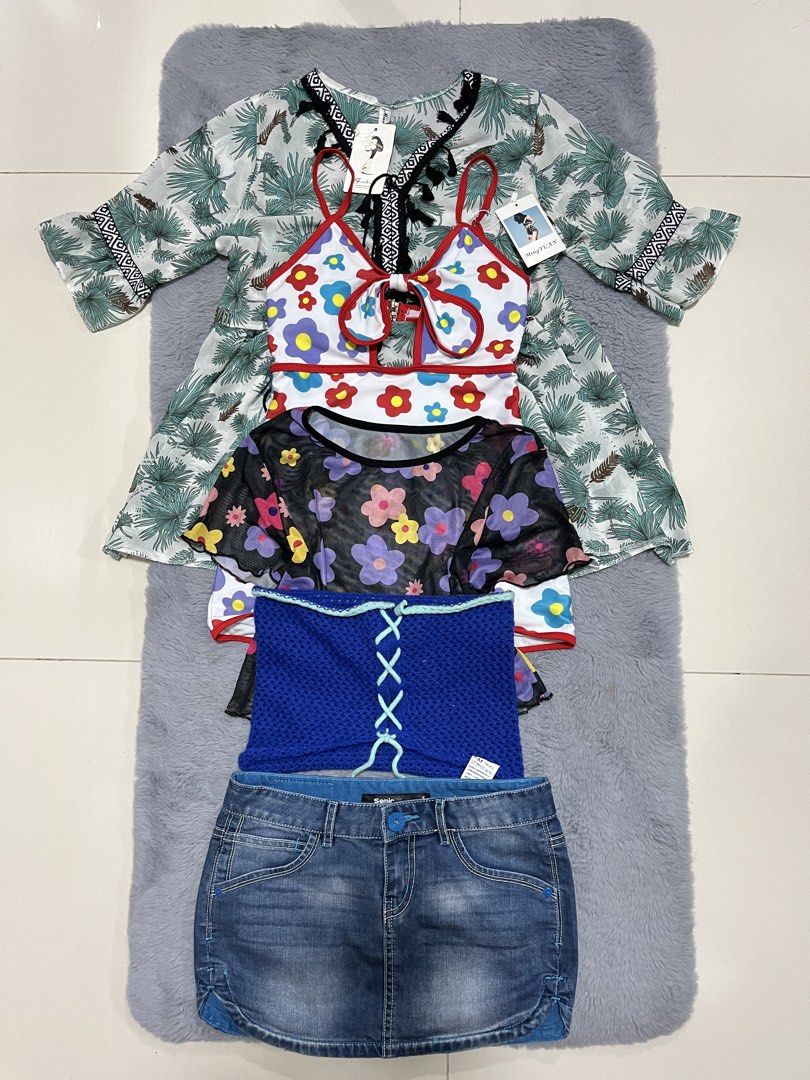 27PCS MIXED CLOTHING WHOLESALE BUNDLE ♡ (Category: Others Tops) located in Mandaluyong City. Submitted by cxia_style (Listing ID 1463362754, Image 3). Description: tops • dresses • swimwear ✦ mixed styles & pieces ✦ mostly new, w/ minimal thrifted pieces ✦ 1 FREE denim skirt ✦ perfect for resellers ✦ video available to see each piece ♡ HEARING OFFERS ♡ 📩 Send your offer via PM 🚚 Buyer shoulders shipping fee 💌 PM for more details Take all only 