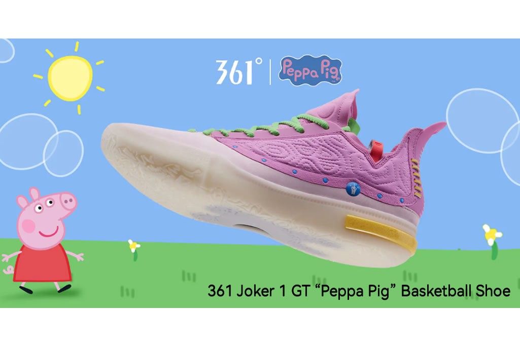 361 Joker 1 GT Peppa pig (Category: Sneakers) located in Quezon City. Submitted by stewartsau9 (Listing ID 1463403514, Image 2). Description: For Sale: 361 Joker 1 GT Peppa Pig colorway US size 10 - Used 3 times on wooden court. Good as new - Complete with box Pickup at Quezon Avenue near welcome rotonda Lalamove shipping available.