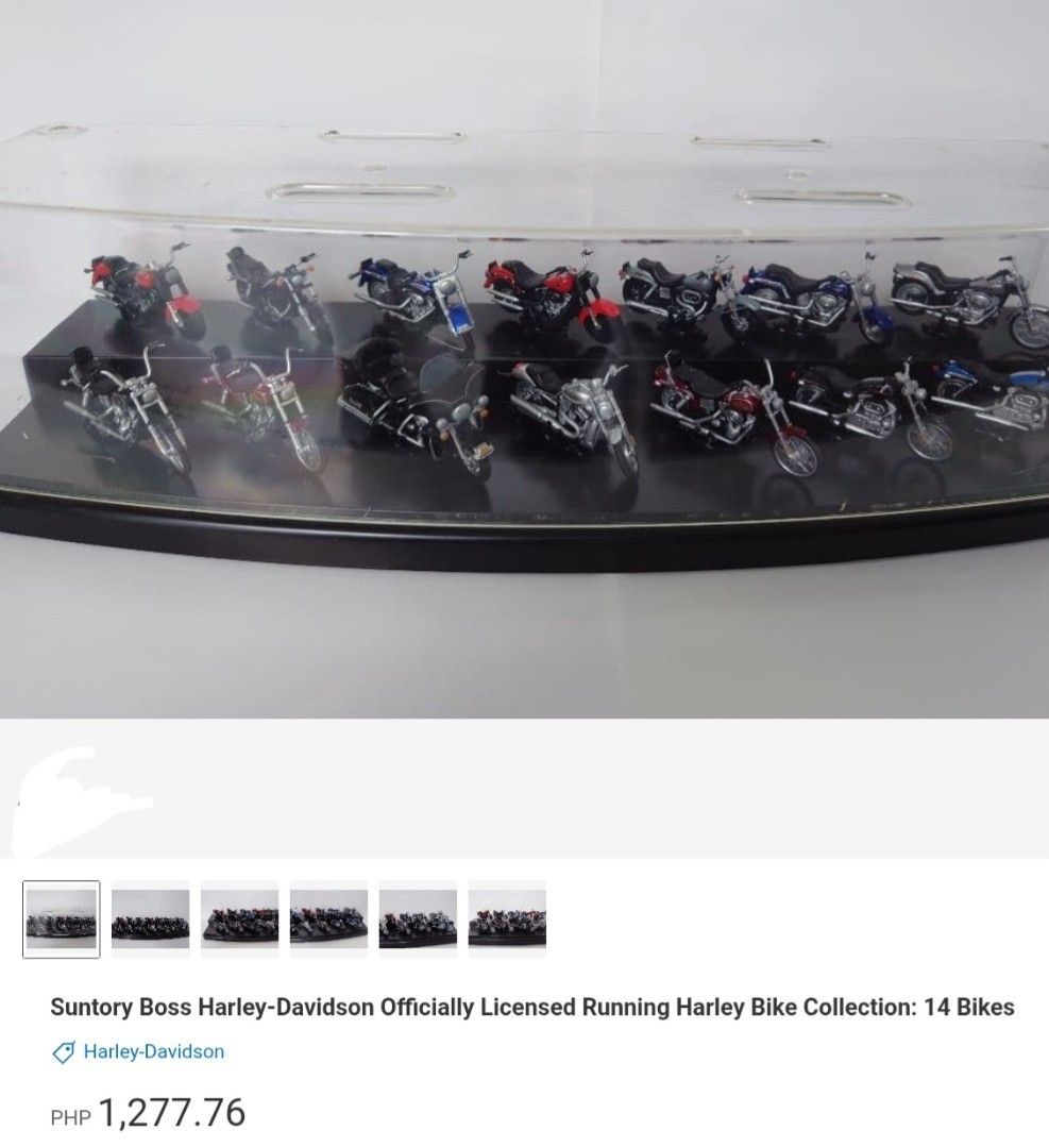 8pcs Harley-Davidson Motorcycle Collection Display Set case #2 (Category: Vehicle & Diecast Models) located in Manila. Submitted by the_thrift_shop_onlineph (Listing ID 1463126152, Image 3). Description: No long reservation, priority ASAP buyer Products in hand ready to ship Feel free to chat, message or text for additional pictures and inquiry for the availability of the items before placing an order. What you see what you get (see pictures) Det